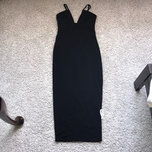 Sultry midi black dress